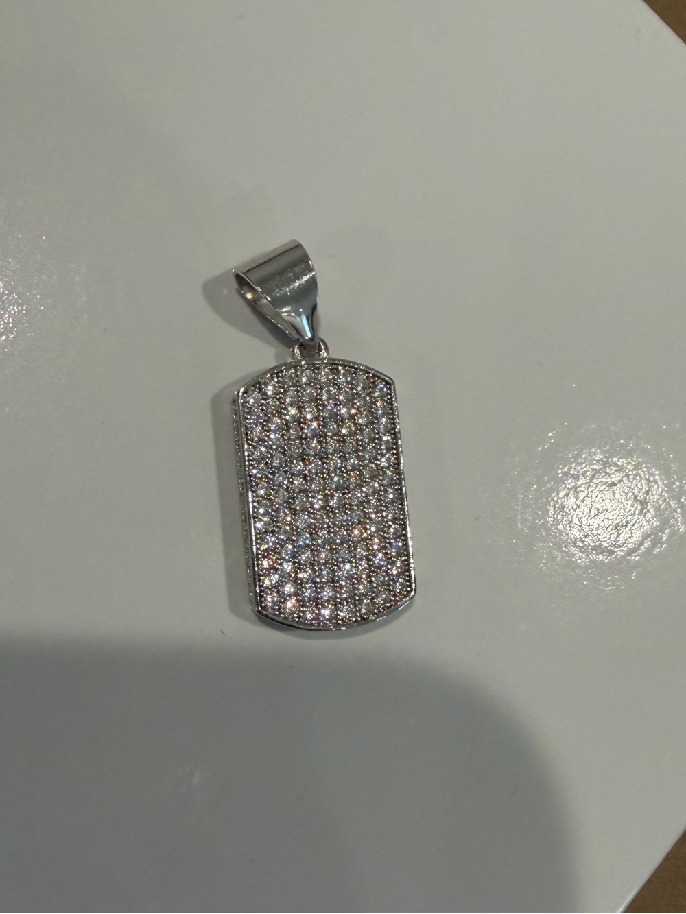 925 sterling Silver Paved Dog Tag Pendant - Stylish Silver Jewelry